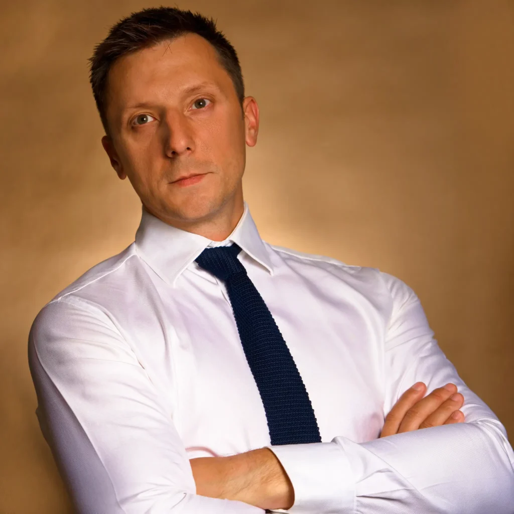 Zdjęcie biznesowe dla korporacji, mężczyzna, elegancki styl w krawacie